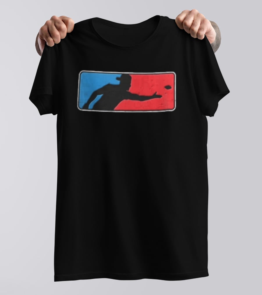 Distressed Red Blue Disc Golf Throwing Silhouette Sports Ultimate T-Shirt