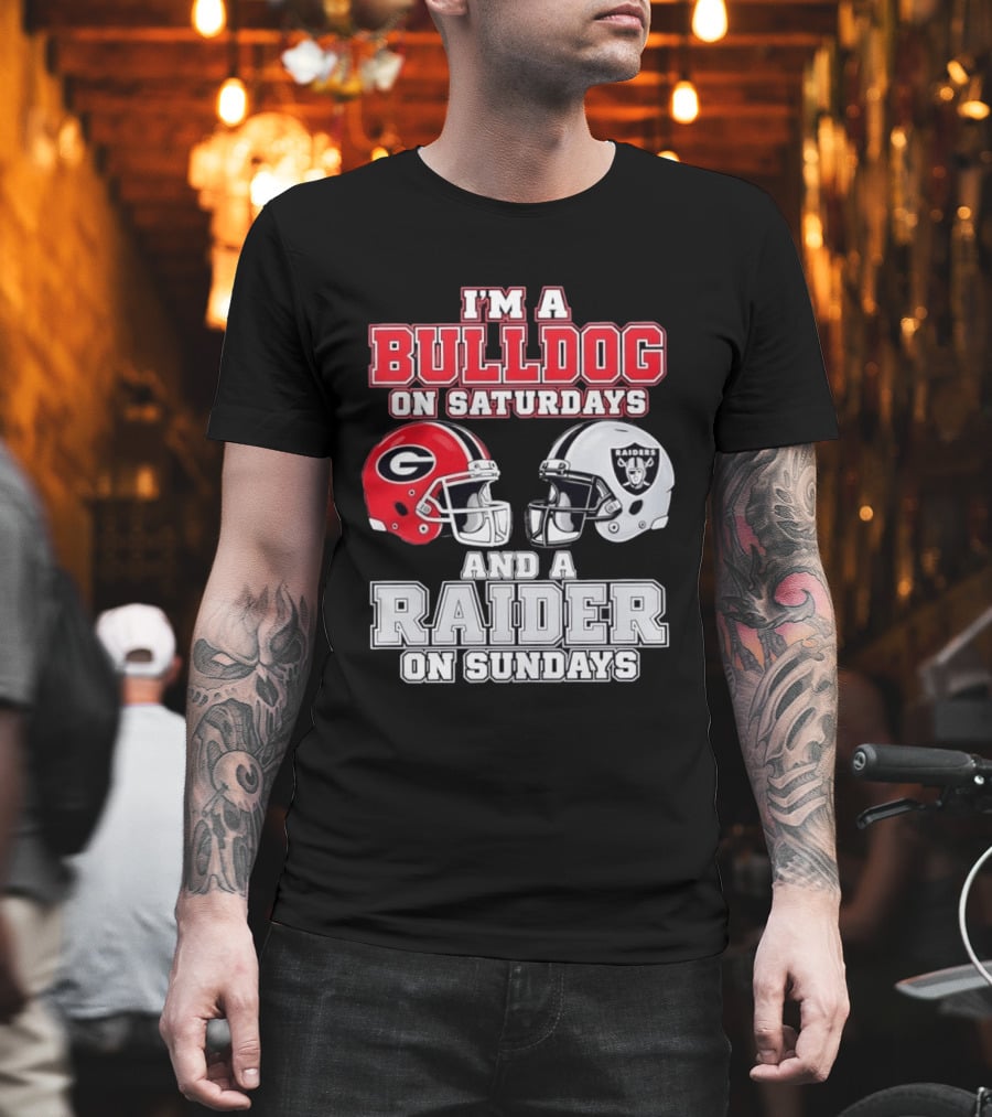 I'm A Bulldog On Saturdays And A Raider On Sundays Georgia G Helmet Raiders Helmet T-Shirt