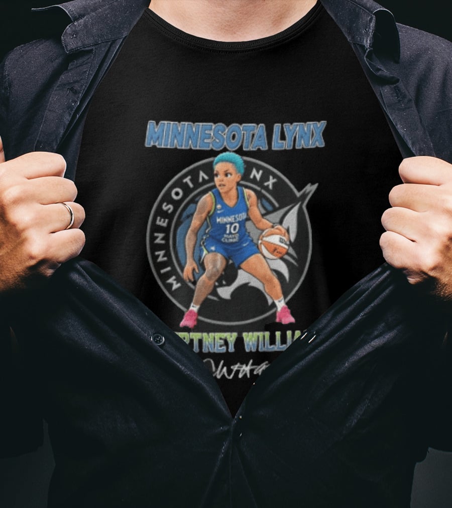 Minnesota Lynx Courtney Williams Cartoon Caricature Dribbling Basketball T-Shirt