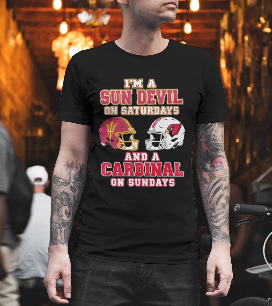 I'm A Sun Devil On Saturdays And A Cardinal On Sundays Helmet T-Shirt