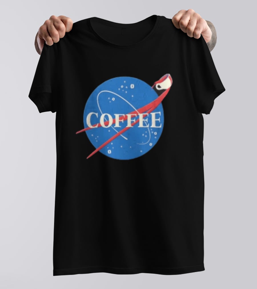 Nasa Coffee Meatball Spilling Cup Orbit Beans Distressed T-Shirt