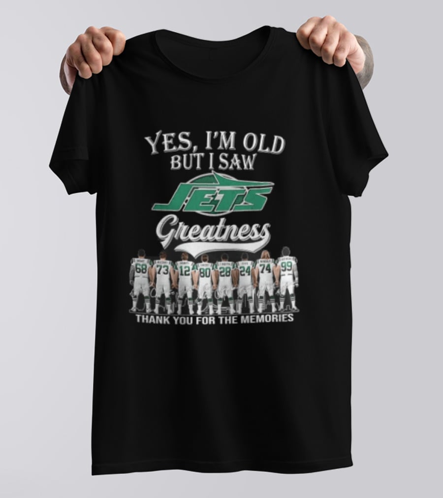 New York Jets Yes I'm Old But I Saw Greatness Thank You For The Memories Mawae Klecko Players Back View T-Shirt