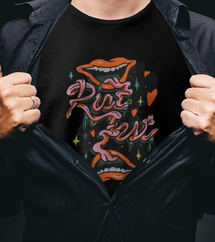 Riot 2026 Tongue Tied Lineup Graphic With Mouths And Hearts T-Shirt