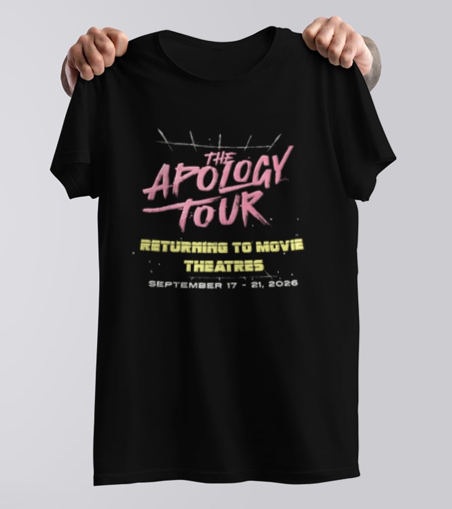 The Apology Tour Returning To Movie Theatres September 17 21 2026 Pink Synthwave Grid T-Shirt