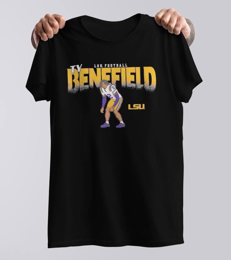 Ty Benefield No 2 LSU Football Tigers Paintbrush T-Shirt