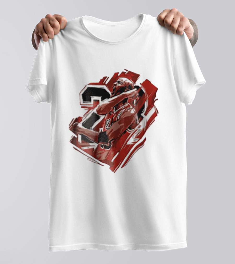 Basketball Player Number 23 Celebration Red Brushstrokes T-Shirt