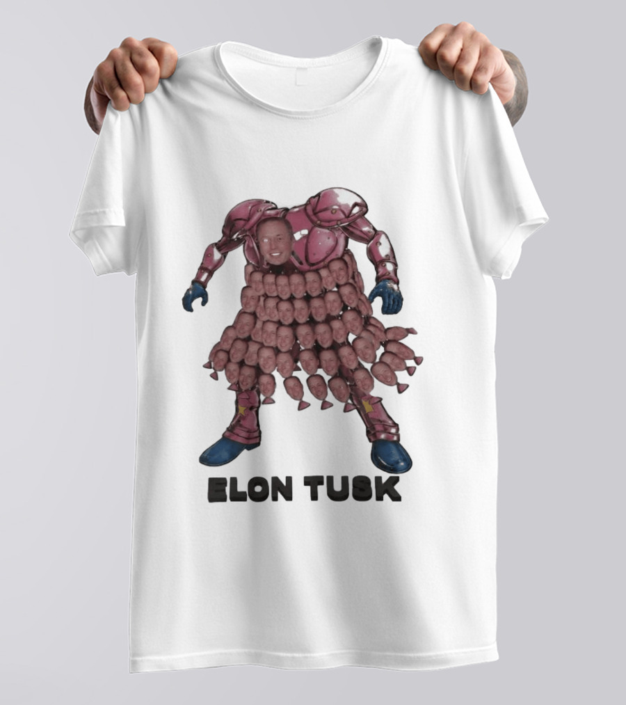 Elon Tusk Bootleg Collage Meme Unique Robot Face Fusion T-Shirt