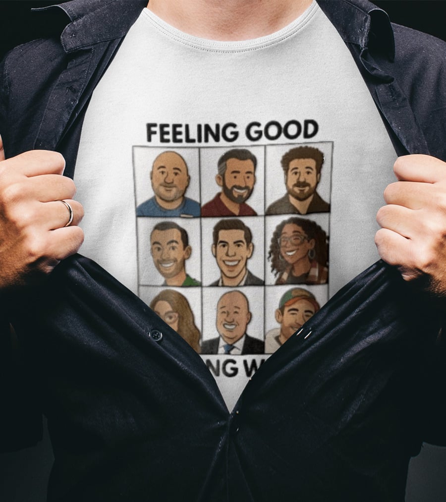 Feeling Good Doing Well Nine Cartoon Caricature Grid T-Shirt