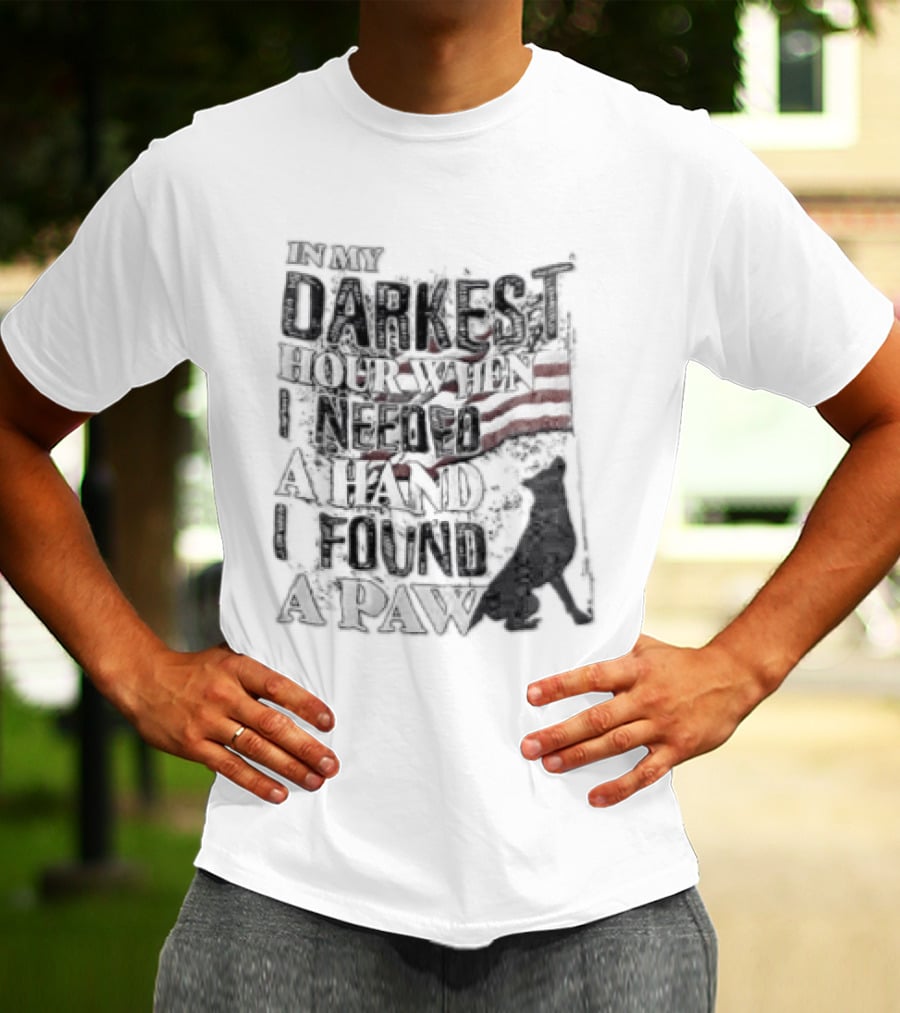 In My Darkest Hour When I Needed A Hand I Found A Paw USA Flag Dog T-Shirt