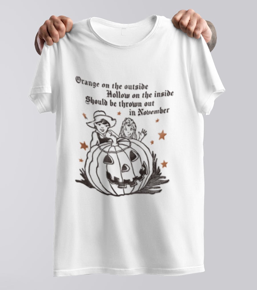 Orange On The Outside Hollow On The Inside Should Be Thrown Out In November Pumpkin Stars T-Shirt
