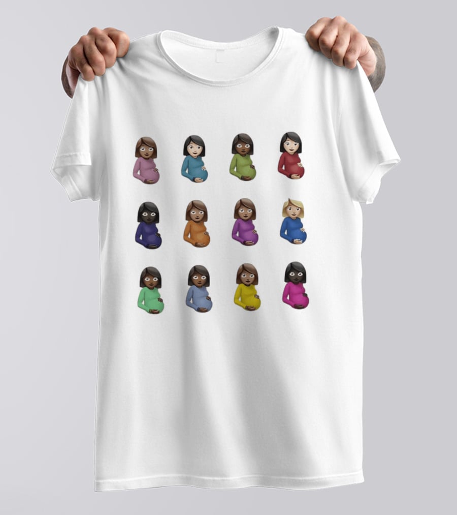 Pregnant Women Emoji Stickers Diverse Colors Collection T-Shirt