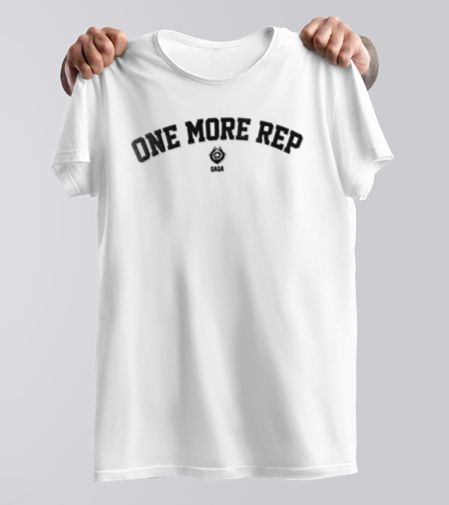 Qaqa One More Rep Arched Collegiate Central Crest Fitness Motivation T-Shirt