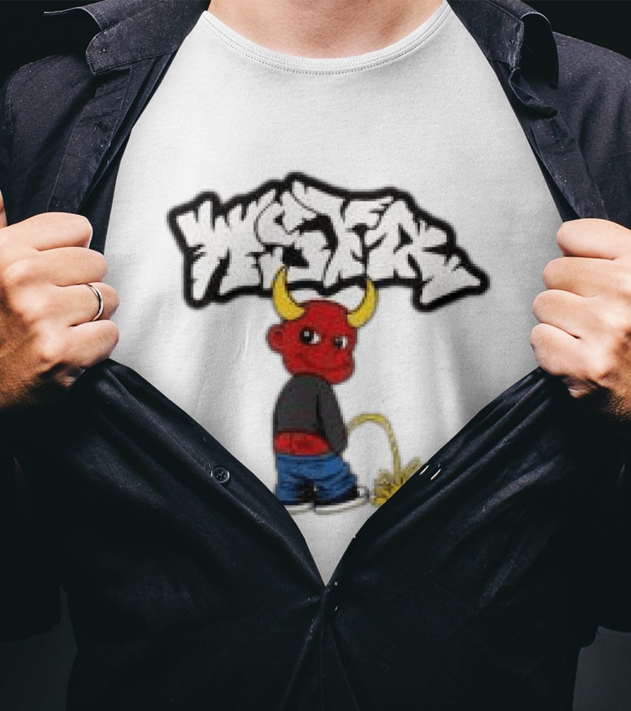 Wstr Store Wstr Devil Graffiti Red Devil Cartoon T-Shirt
