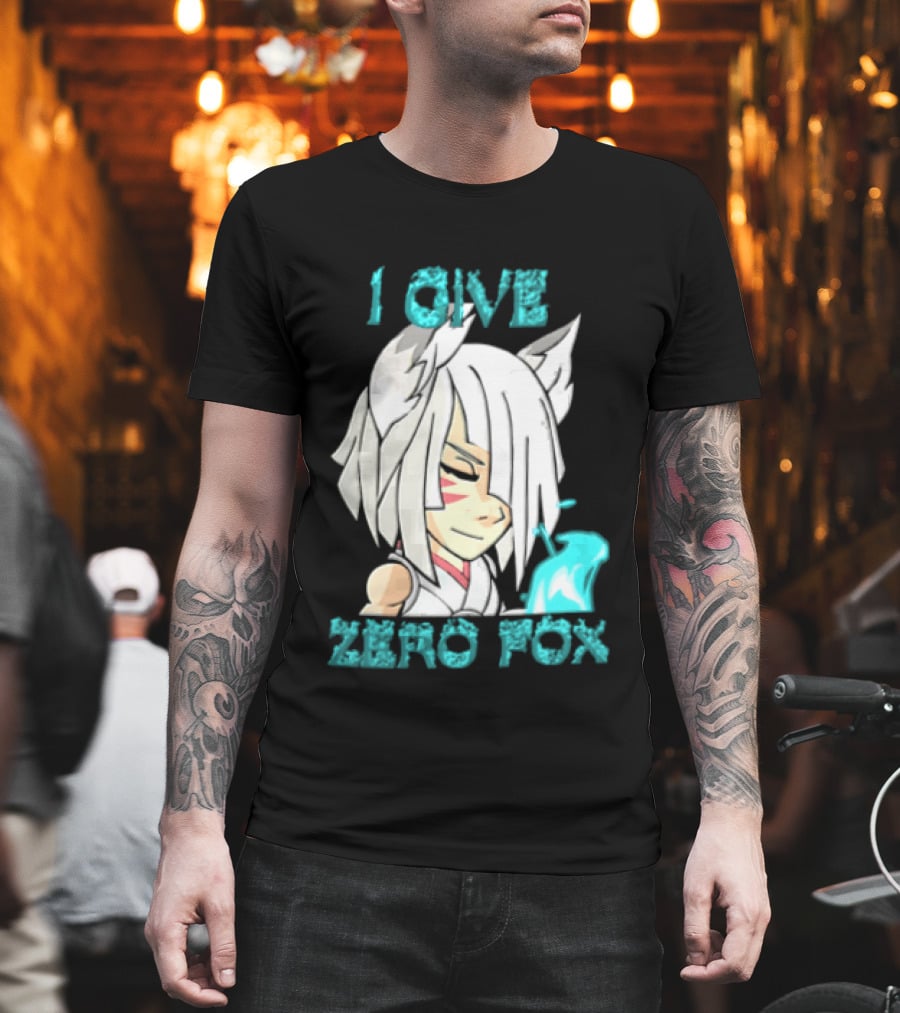 I Give Zero Fox White Hair Kitsune Blue Flame T-Shirt