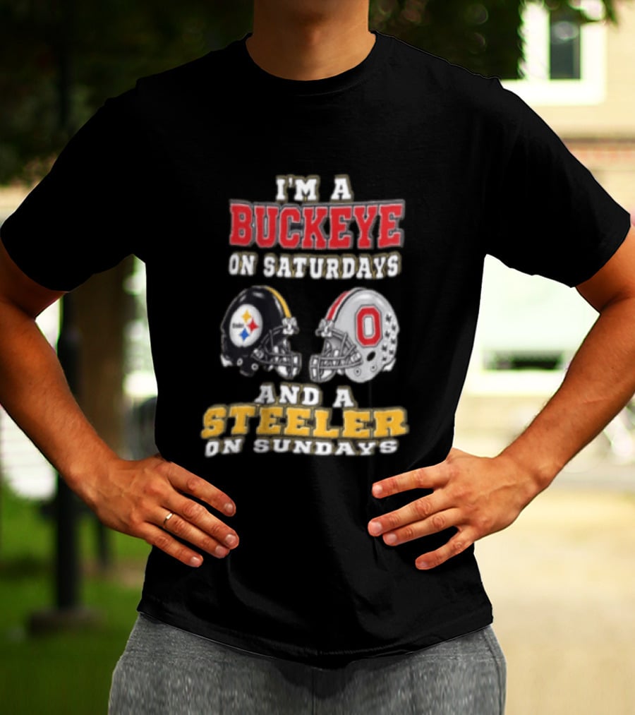 Ohio State Buckeye Saturdays Pittsburgh Steeler Sundays Fan T-Shirt
