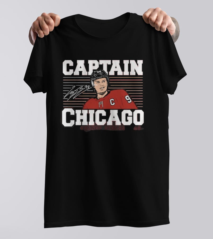 Connor Bedard Number 98 Captain Chicago Hockey T-Shirt