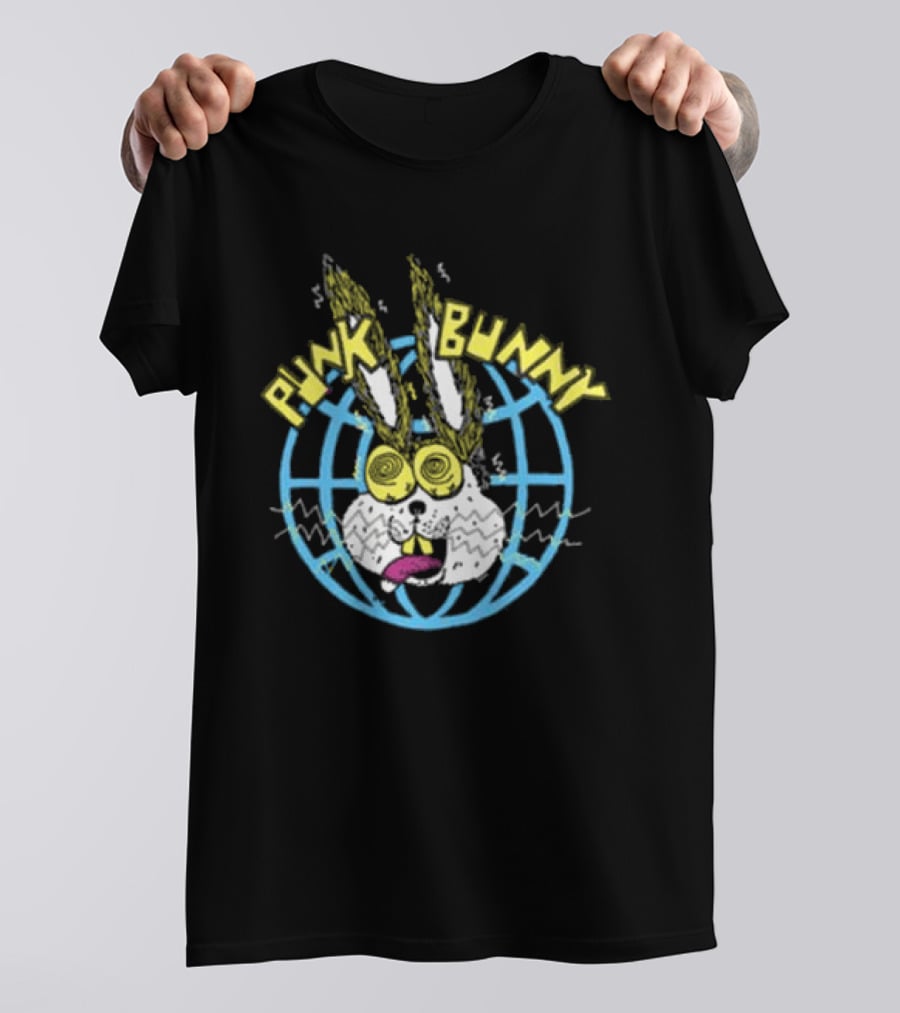 Punk Bunny Store Trucker Hat With Vibrant Bunny And Electric World Motif T-Shirt