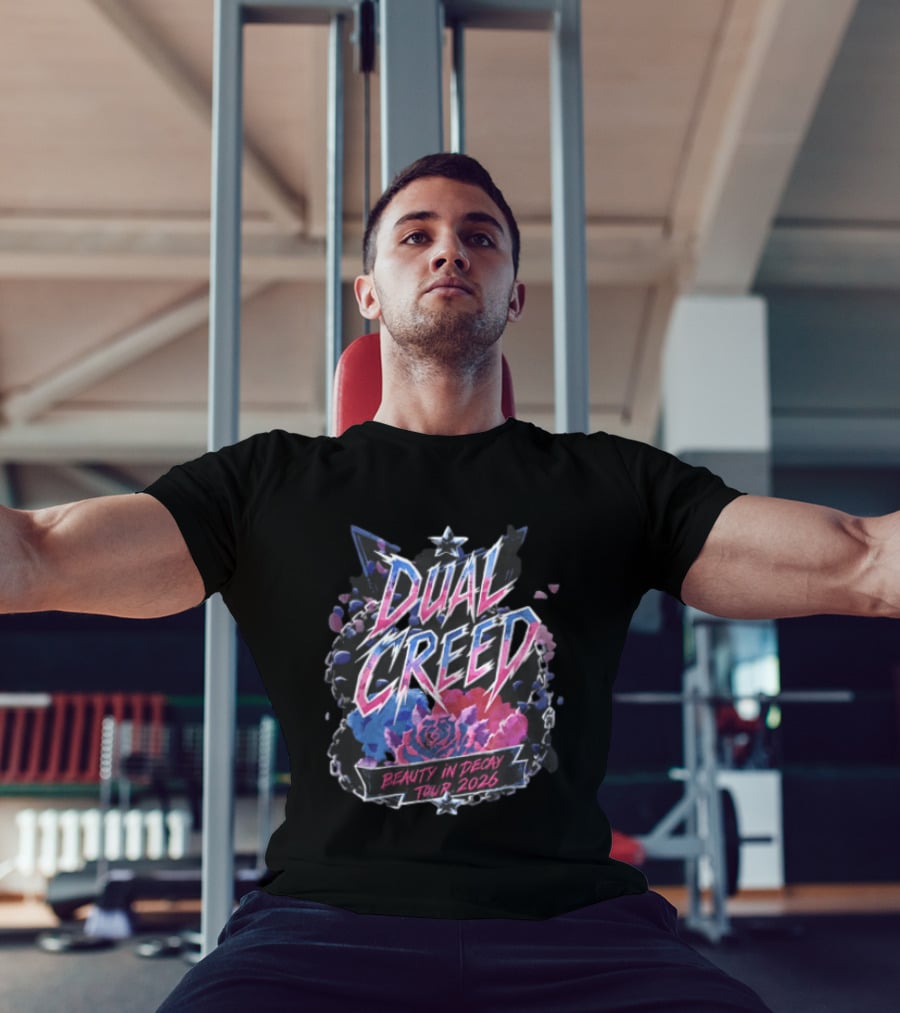 Dual Creed Beauty In Decay Tour 2026 Roses Chains Geometric Triangle Neon T-Shirt