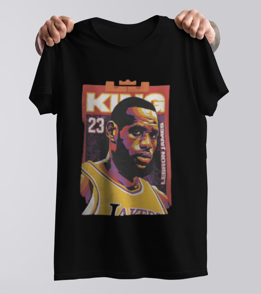 Los Angeles Lakers King 23 LeBron James NBA Pop Vector T-Shirt