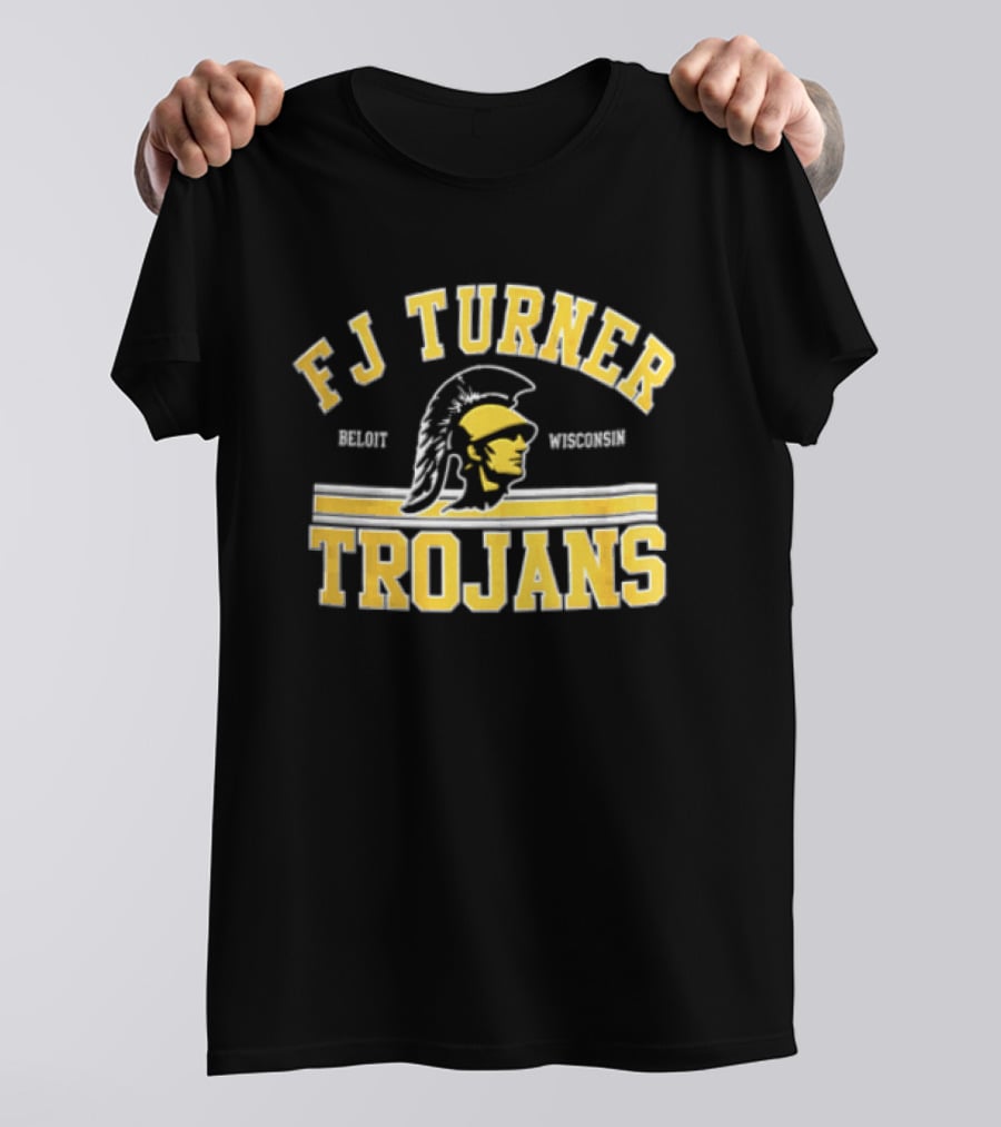 FJ Turner Trojans Beloit Wisconsin Crested Helmet Profile Head T-Shirt