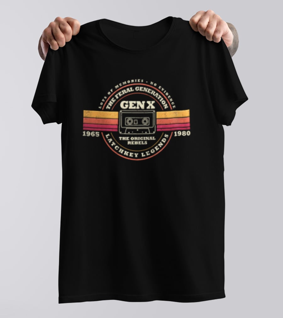Gen X Lots Of Memories No Evidence Latchkey Legends 1965 1980 The Feral Generation Cassette Tape T-Shirt