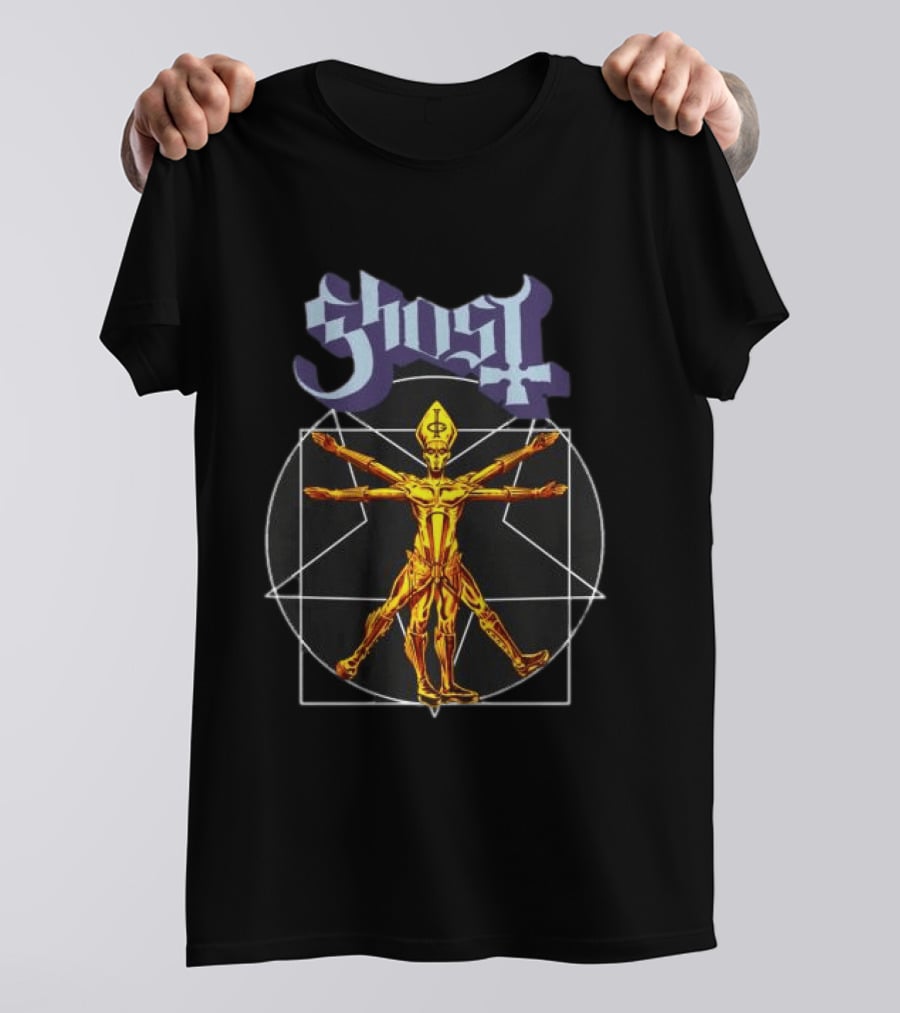 Ghost Store Popestar Vitruvian Man Design Black T-Shirt