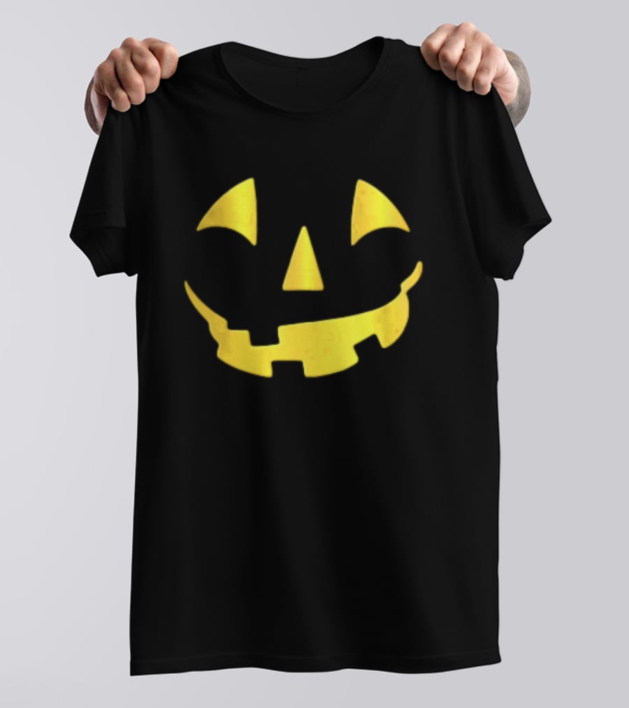 Glowing Metallic Gold Jack O Lantern Pumpkin Face T-Shirt