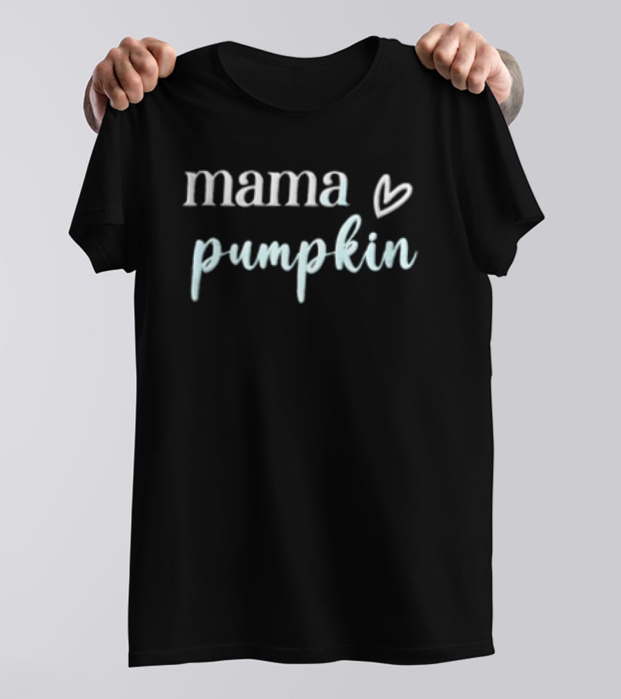 Mama Pumpkin Heart Serif Cursive Script T-Shirt