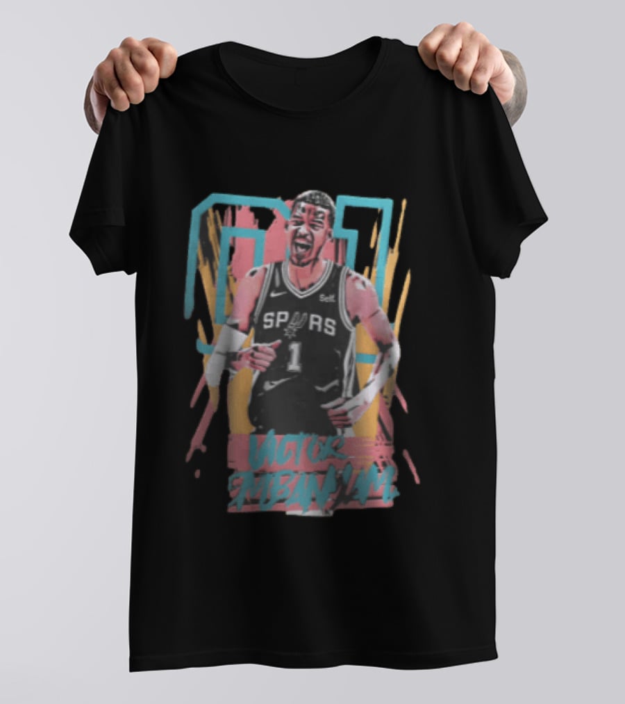 San Antonio Spurs Victor Wembanyama Screaming Player Photo Bootleg NBA T-Shirt