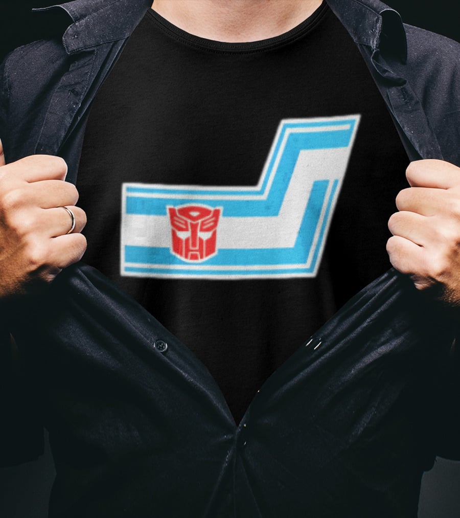Transformers Autobots Red Insignia Blue White Racing Stripes Chevron Stickers T-Shirt