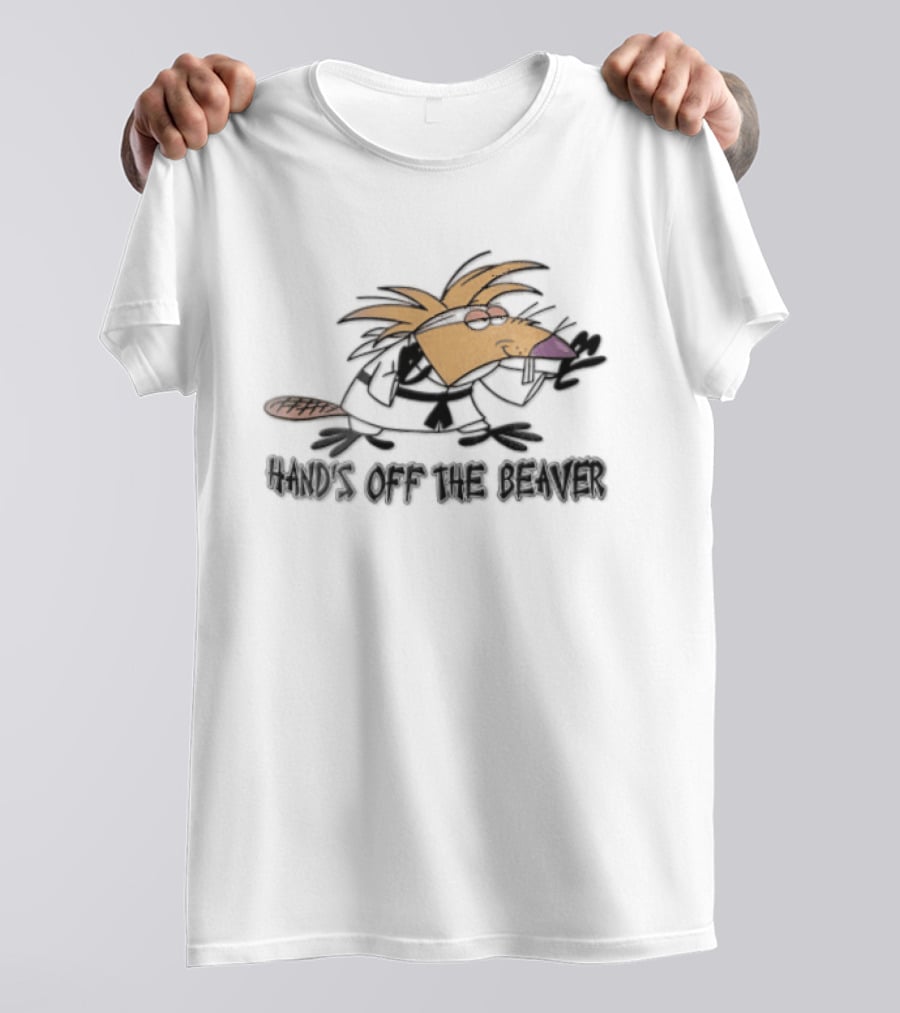 Hands Off The Beaver Cartoon Rodent Martial Arts Karate Gi Stance T-Shirt