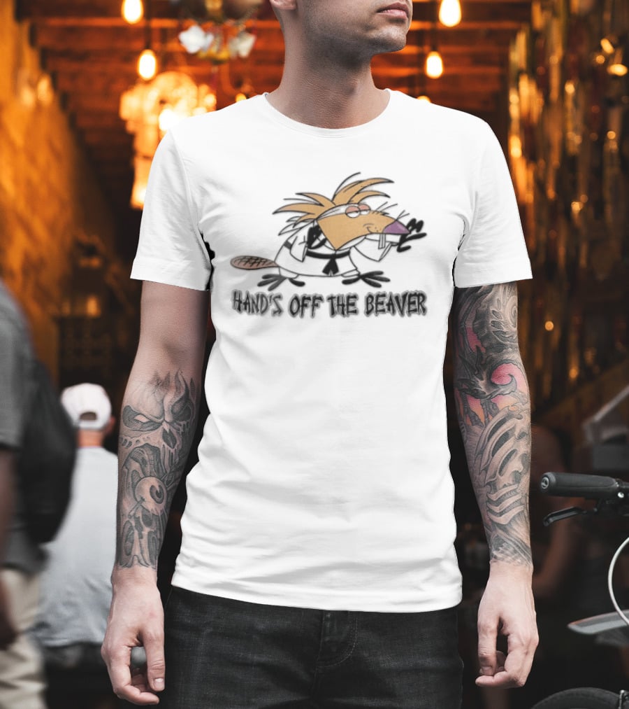 Hands Off The Beaver Cartoon Rodent Martial Arts Karate Gi Stance T-Shirt