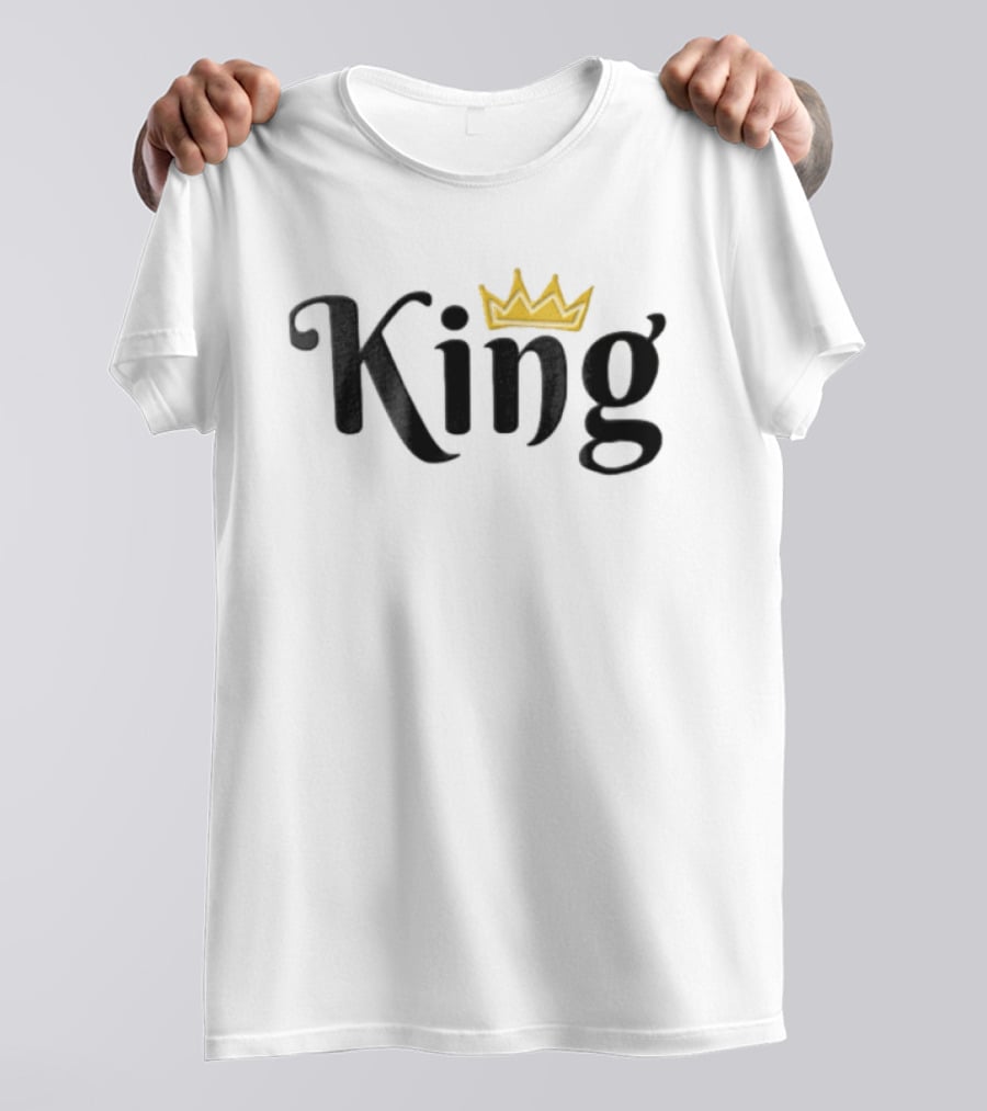 King Black Script Gold Crown Lettering T-Shirt