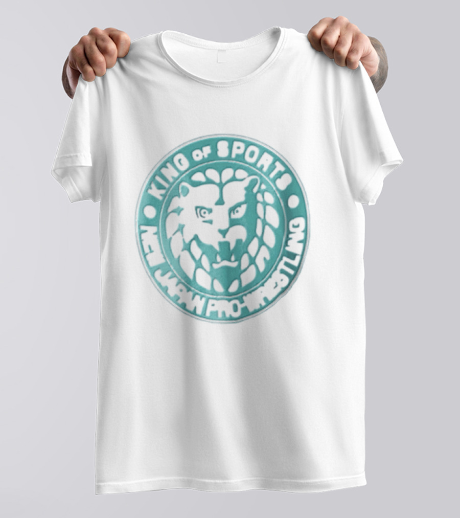 New Japan Pro Wrestling King Of Sports Teal Circular Lion Head T-Shirt