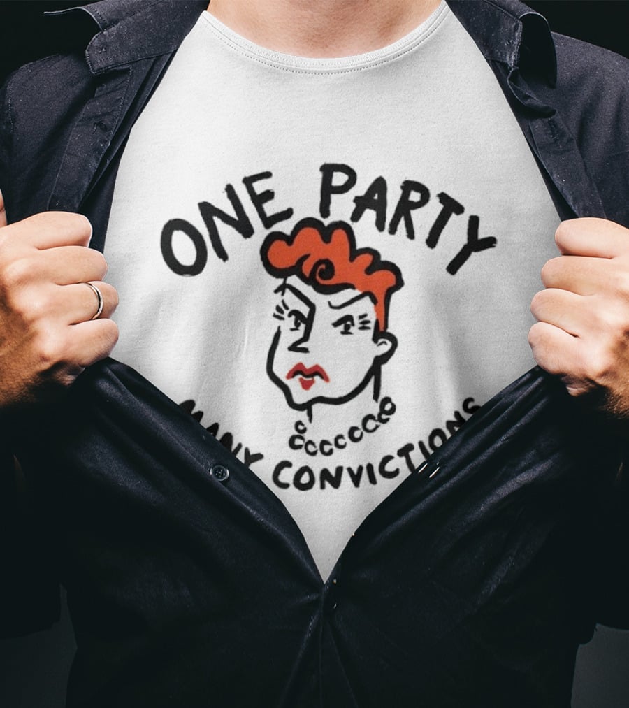 One Party Many Convictions Hillary Clinton Political Caricature T-Shirt