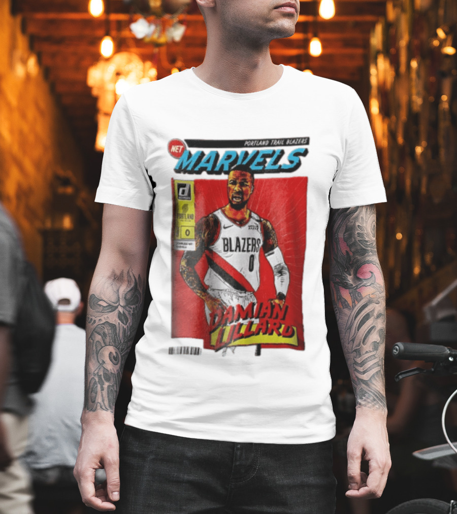 Portland Trail Blazers Net Marvels Damian Lillard Comic Cover NBA Issue 0 Halftone T-Shirt
