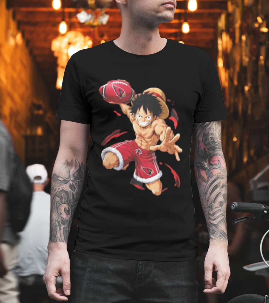 Arizona Cardinals Straw Hat Anime Football Player Action T-Shirt
