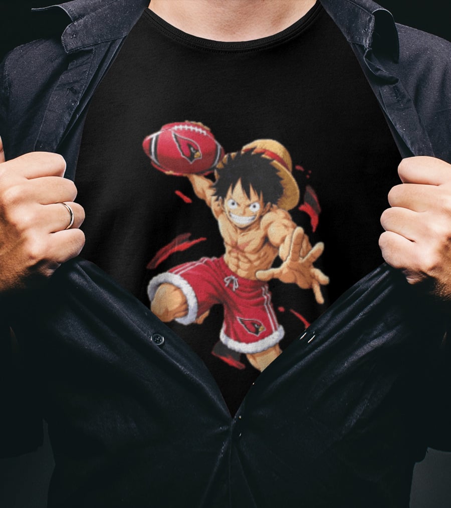 Arizona Cardinals Straw Hat Anime Football Player Action T-Shirt