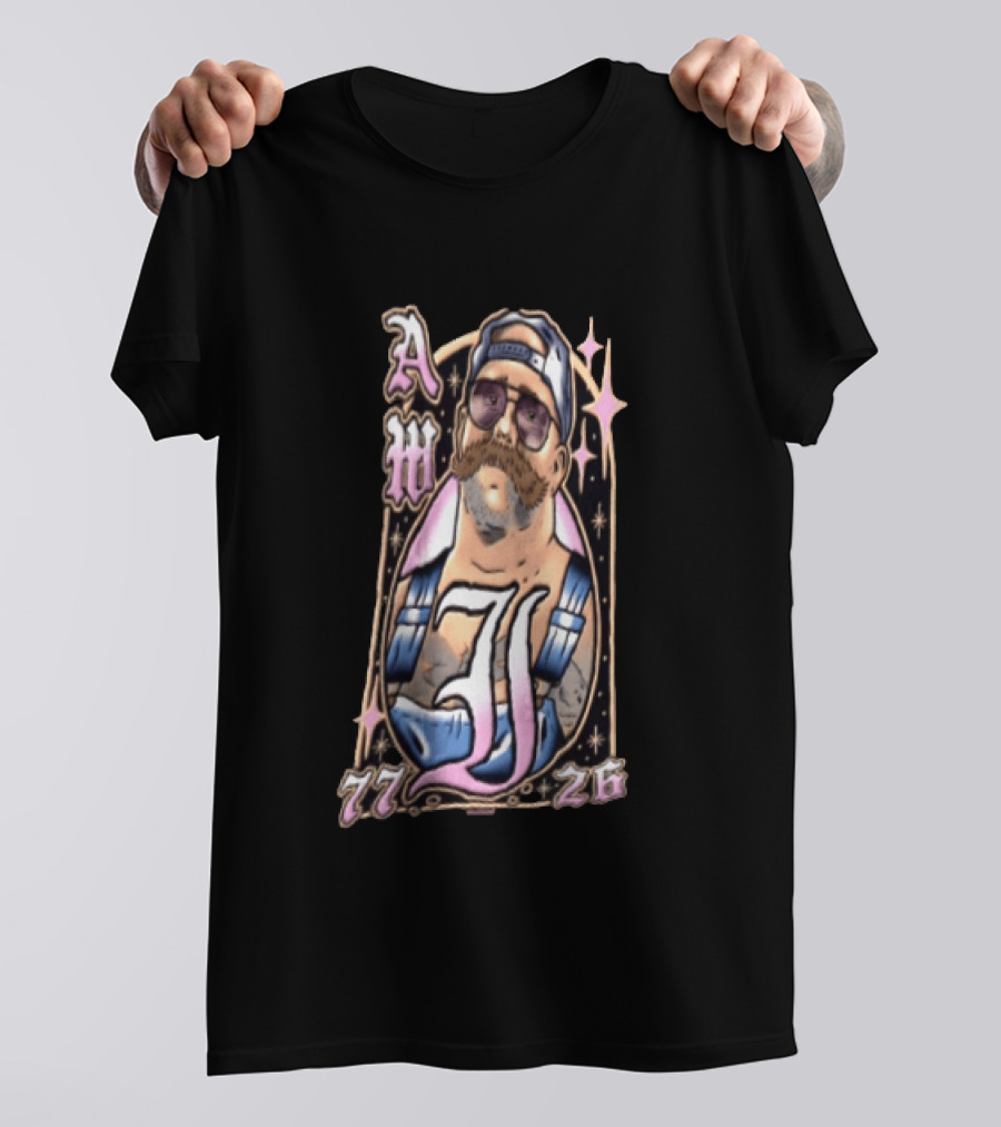 AW 77 26 Mustache Sunglasses Overalls Tattoo T-Shirt