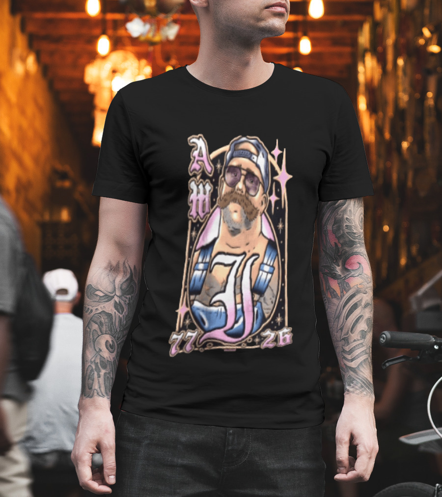 AW 77 26 Mustache Sunglasses Overalls Tattoo T-Shirt
