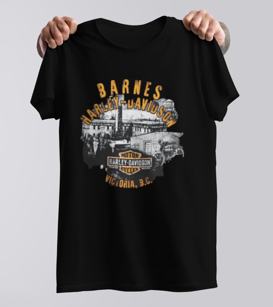 Barnes Harley Davidson Motor Cycles Victoria BC Distressed T-Shirt