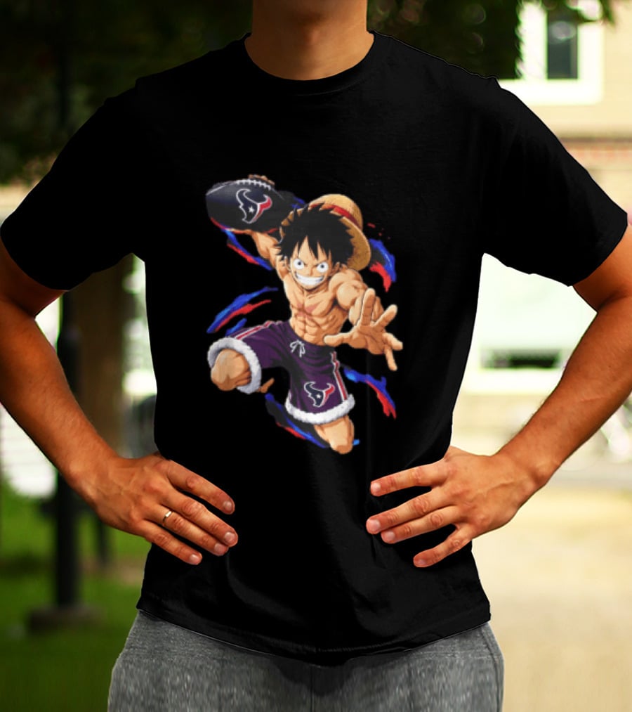 Anime Luffy Houston Texans Football Fan T-Shirt
