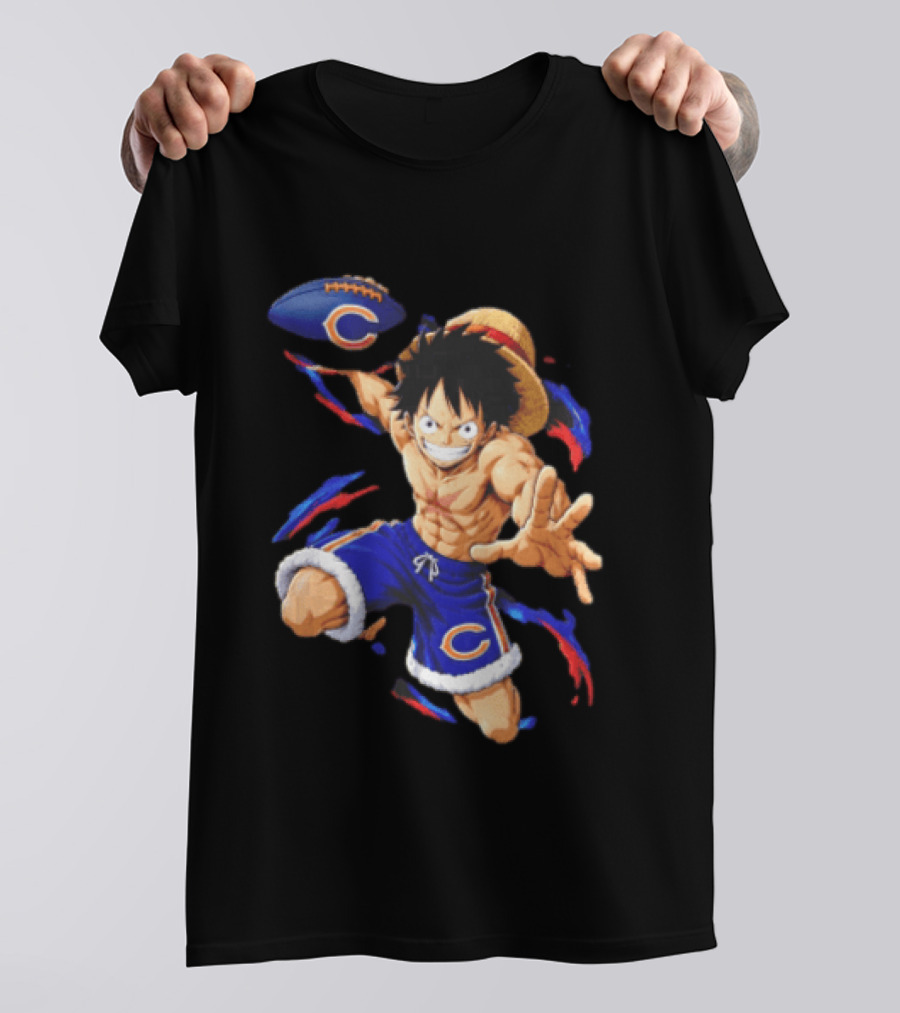 Chicago Bears Straw Hat Pirate Football Anime Crossover Adventures T-Shirt