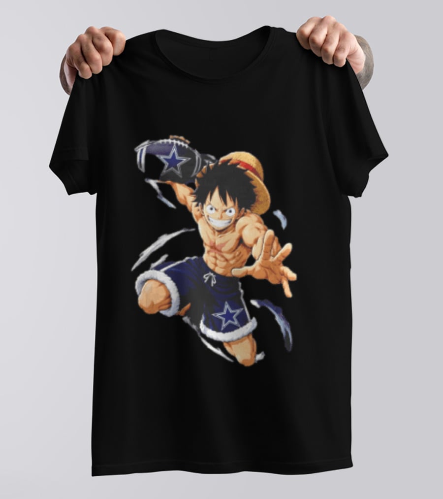 Dallas Cowboys Anime Luffy With Football Iconic Action T-Shirt