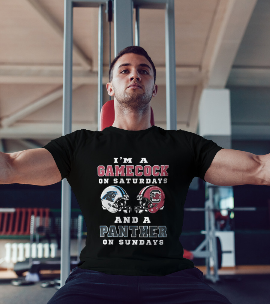I'm A Gamecock On Saturdays And A Panther On Sundays Football Helmet T-Shirt