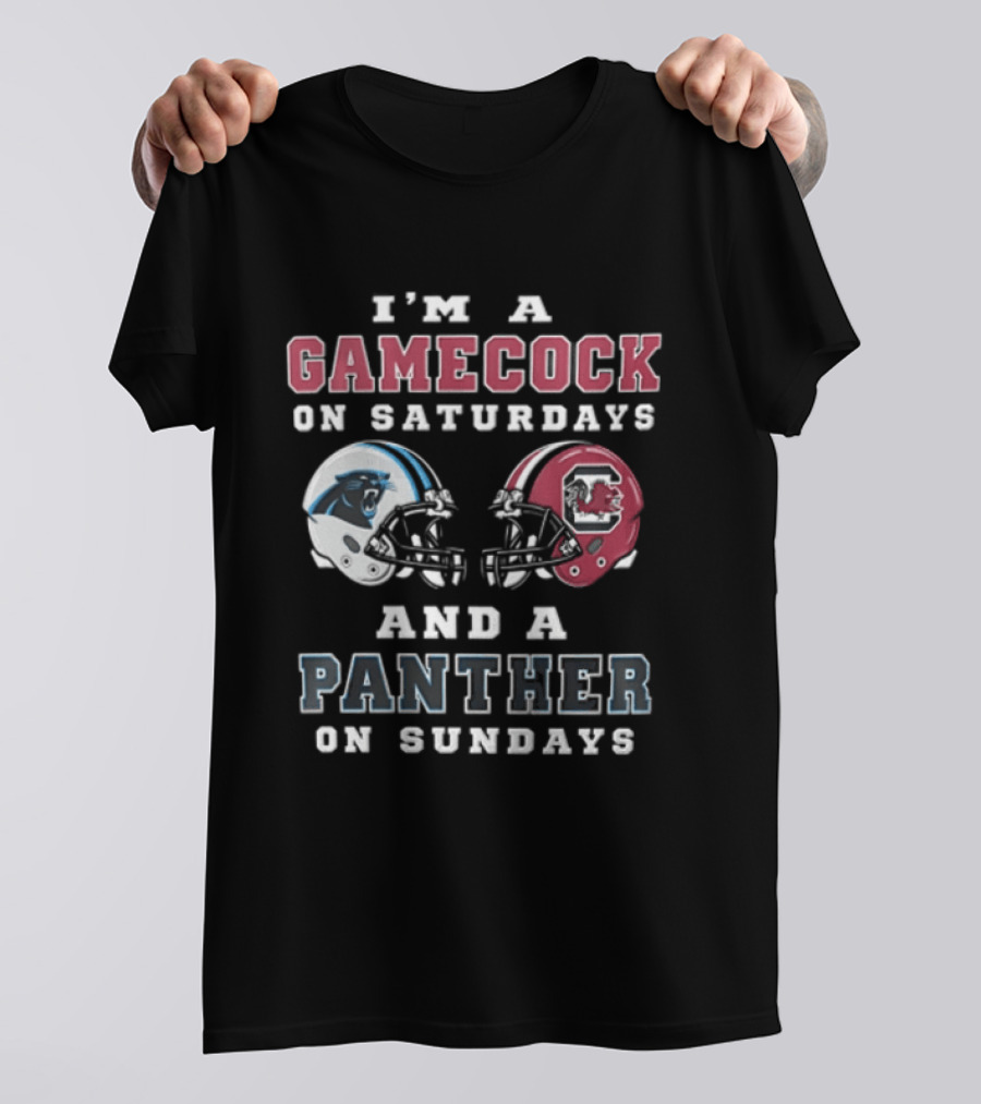 I'm A Gamecock On Saturdays And A Panther On Sundays Football Helmet T-Shirt