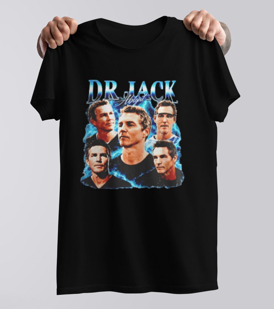 Dr Jack Abigail Bootleg Lightning Doctor Portraits Black T-Shirt