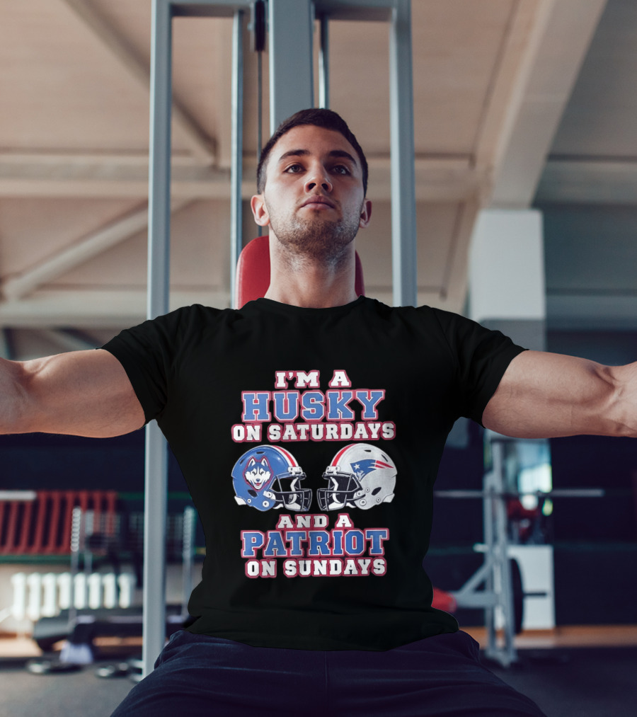 I'm A Husky On Saturdays And A Patriot On Sundays Football Helmets T-Shirt