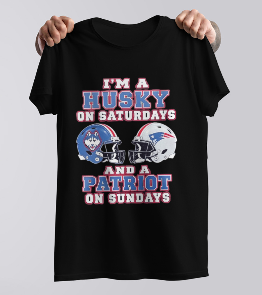 I'm A Husky On Saturdays And A Patriot On Sundays Football Helmets T-Shirt