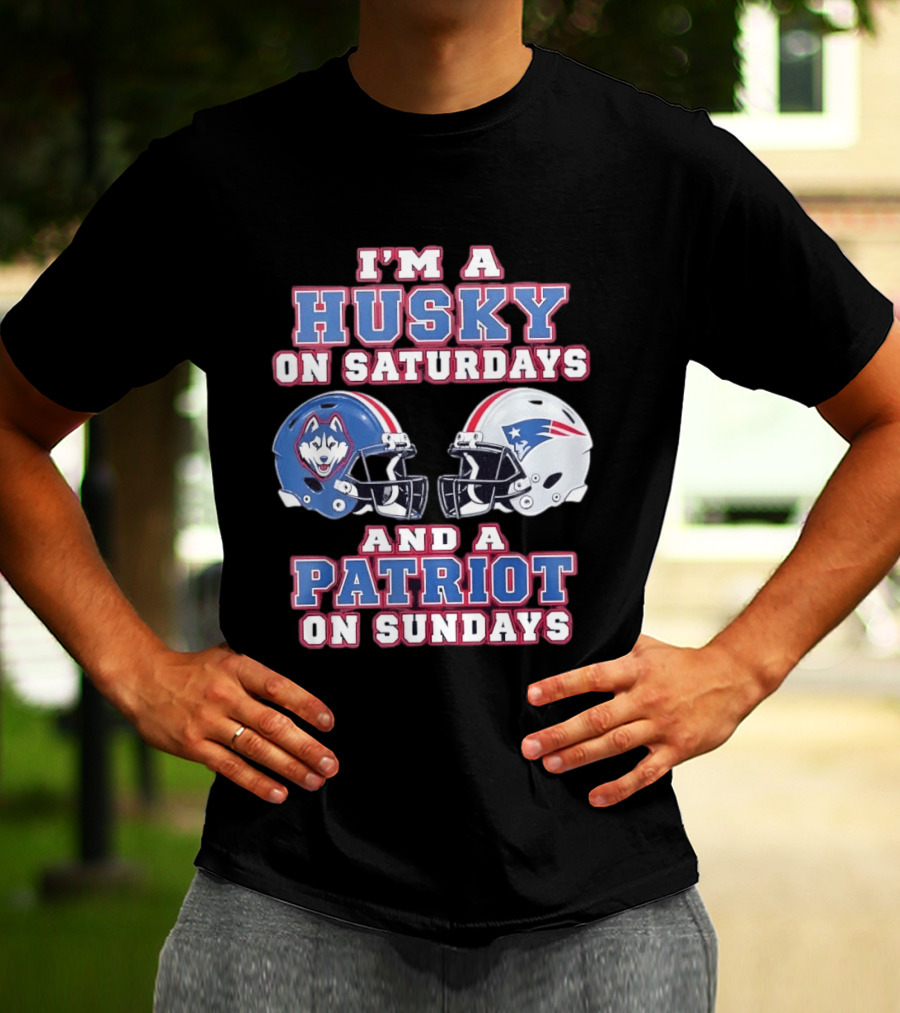 I'm A Husky On Saturdays And A Patriot On Sundays Football Helmets T-Shirt